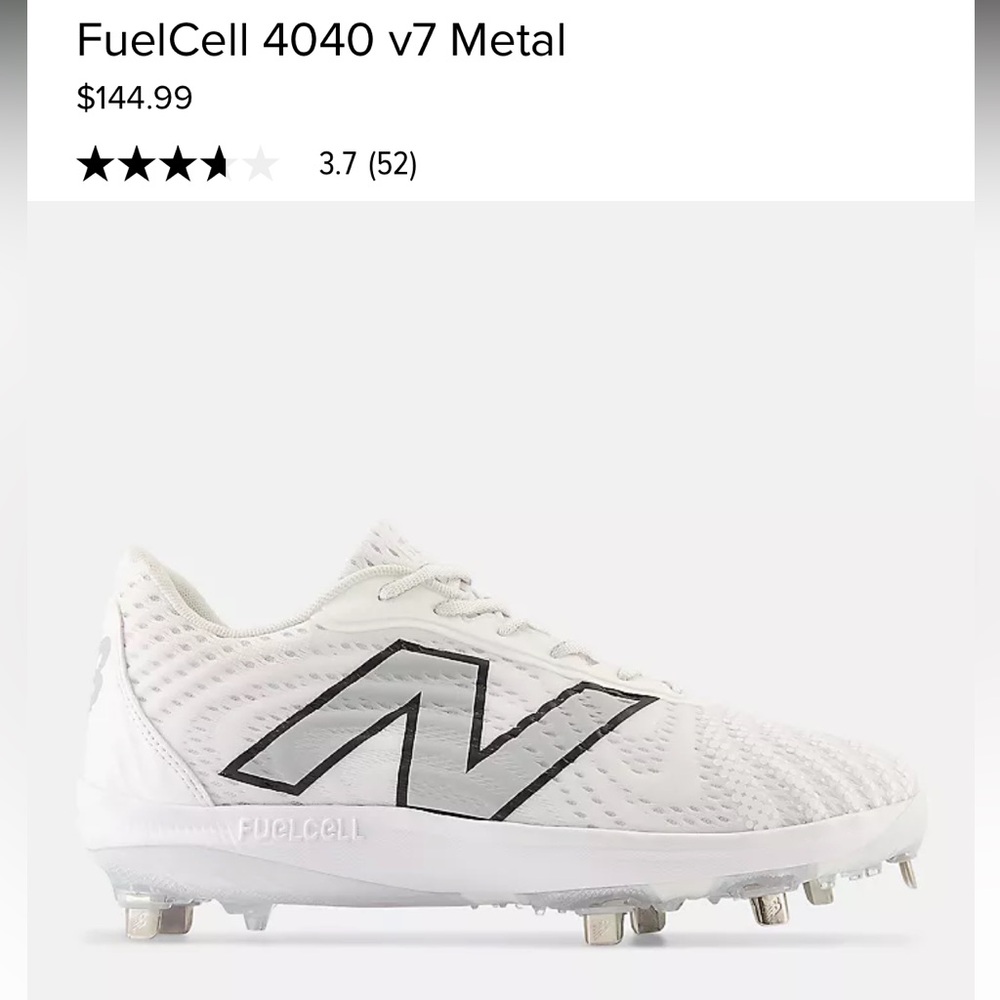 New Balance White and Black baseball Cleats